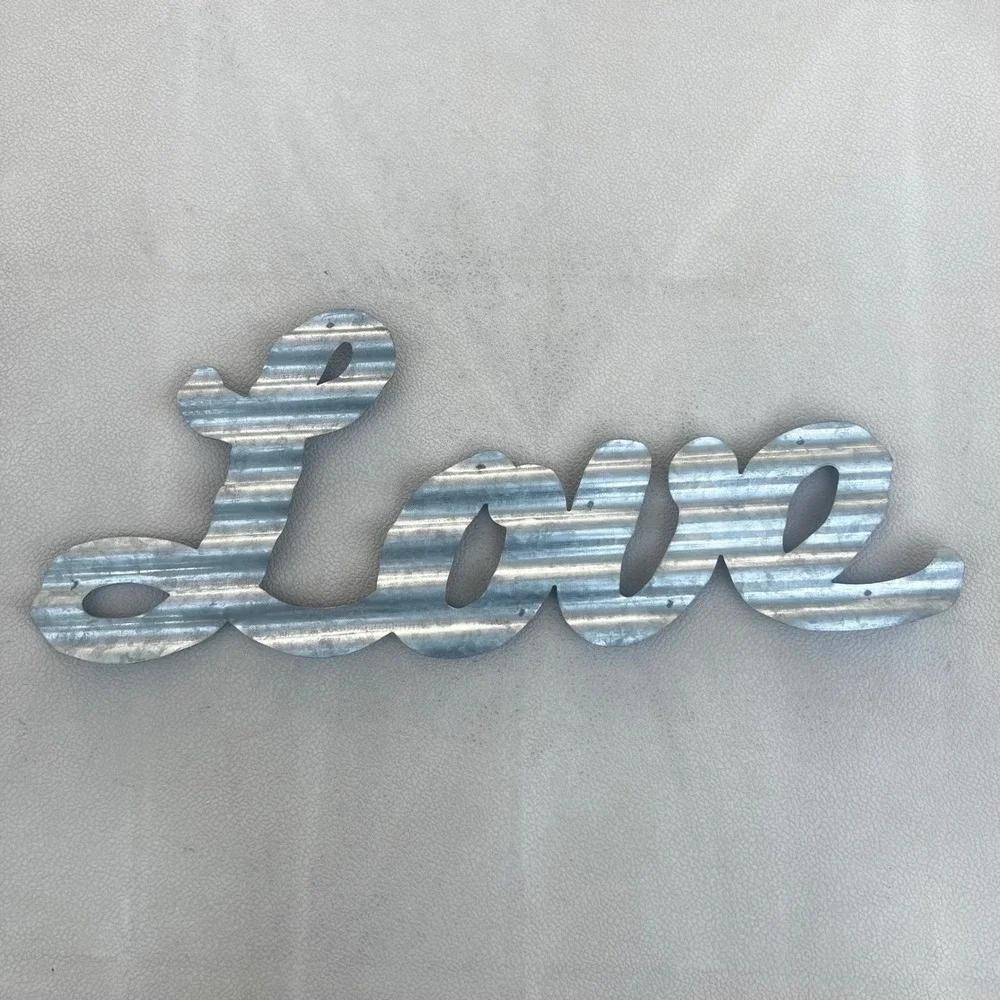 Rustic Galvanized Corrugated Metal Love‎ Wall Decor Farmhouse Sign 17 Inch